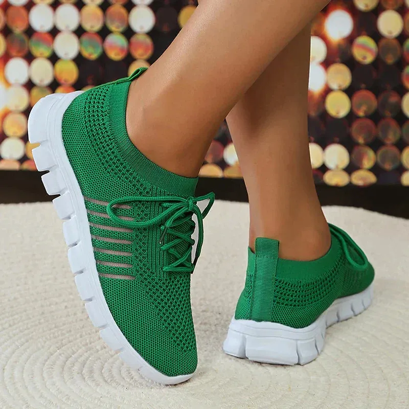 AMOZAE- -  Green Knit Walking Shoes