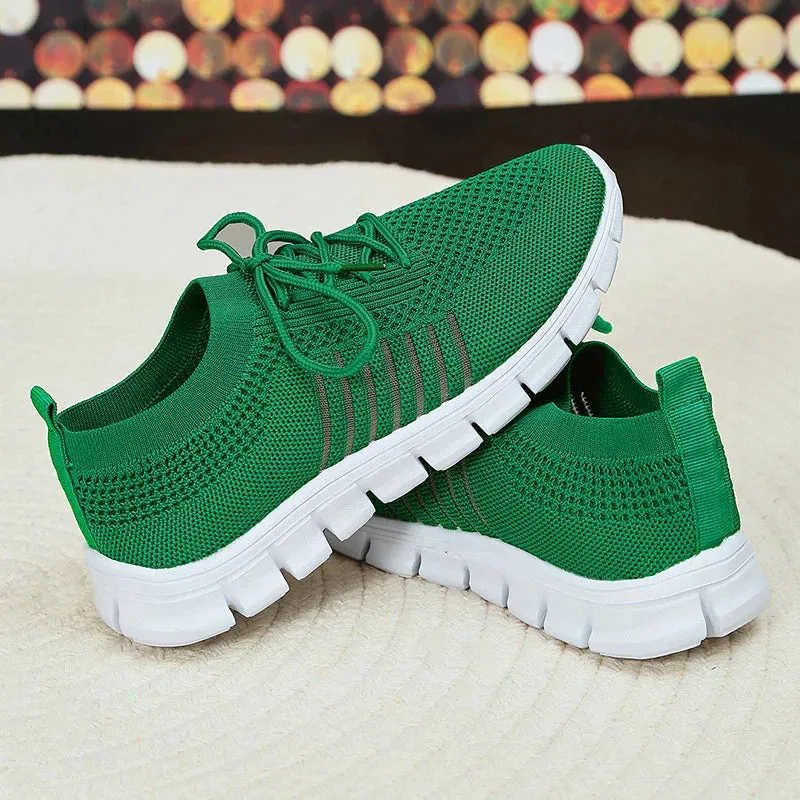 AMOZAE- -  Green Knit Walking Shoes