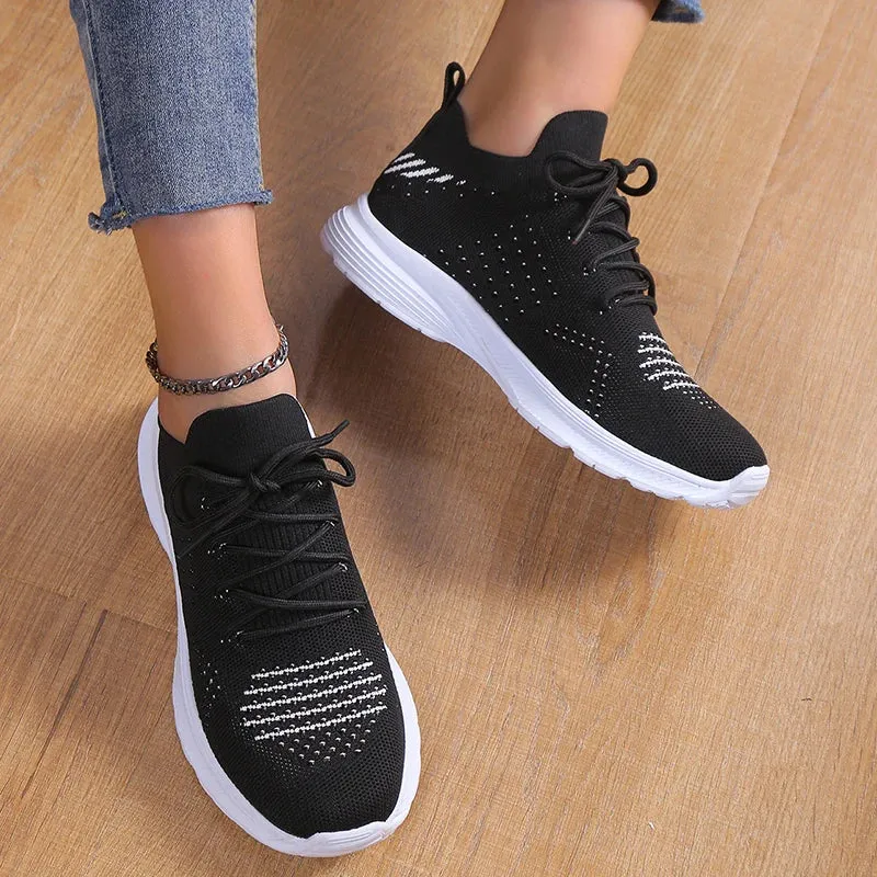 AMOZAE- - Plus Size Knitting Platform Sneakers