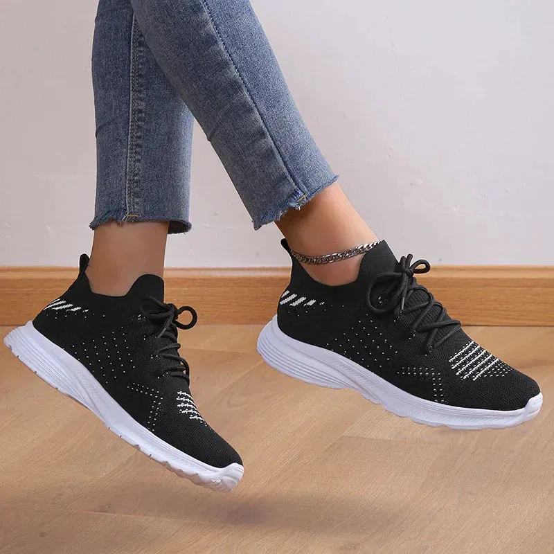 AMOZAE- - Plus Size Knitting Platform Sneakers