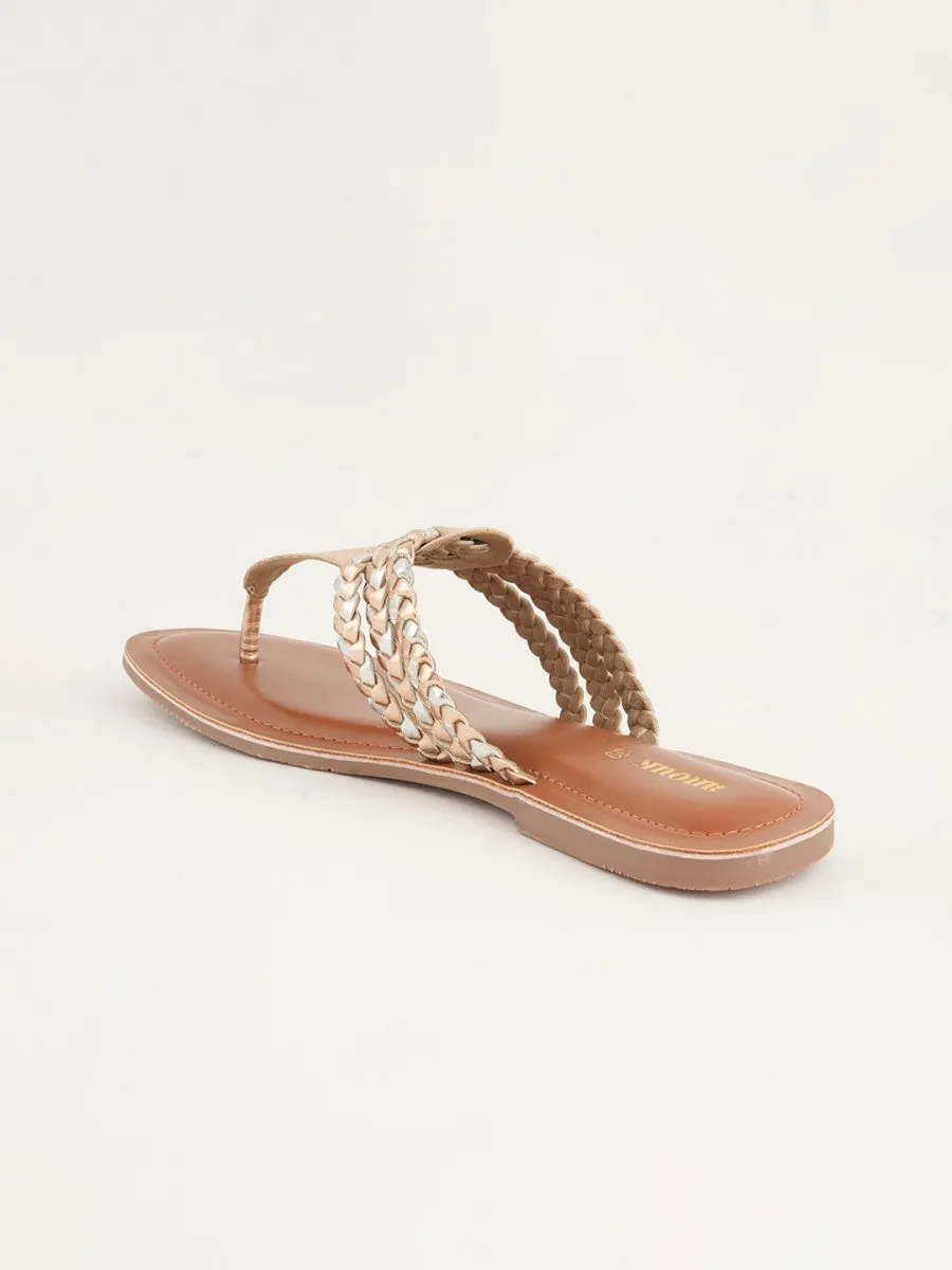 Anouk Women Woven Design T-Strap Flats