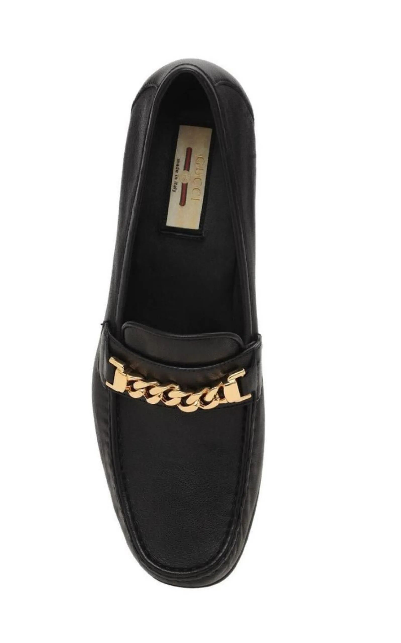 Black Leather Sylvie Chain Loafers