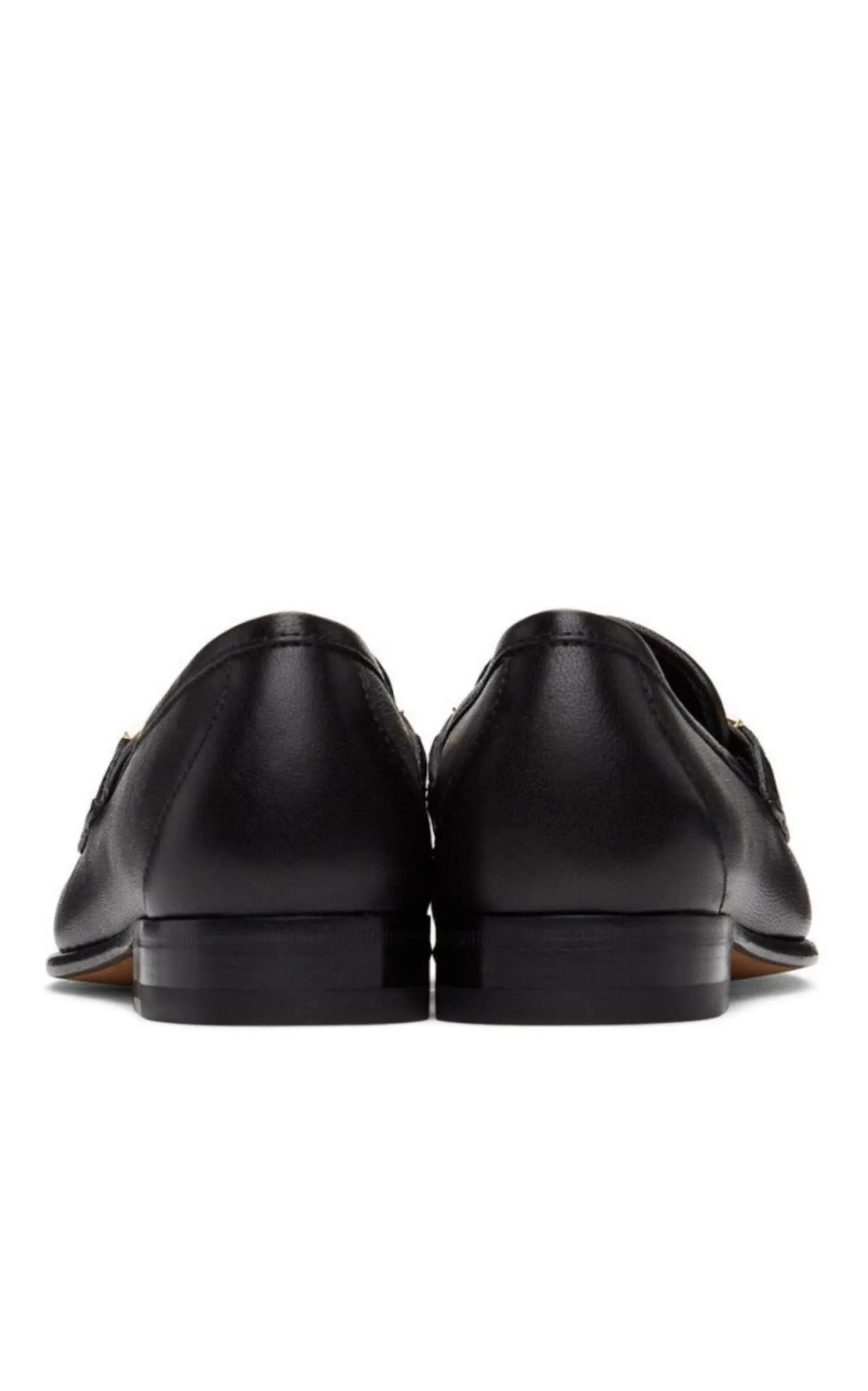 Black Leather Sylvie Chain Loafers