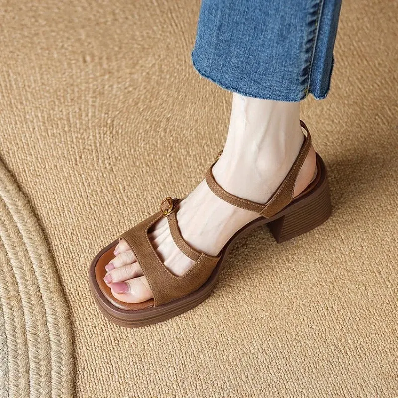 Celeste - Chic Open Toe Block Heel Sandals for Women