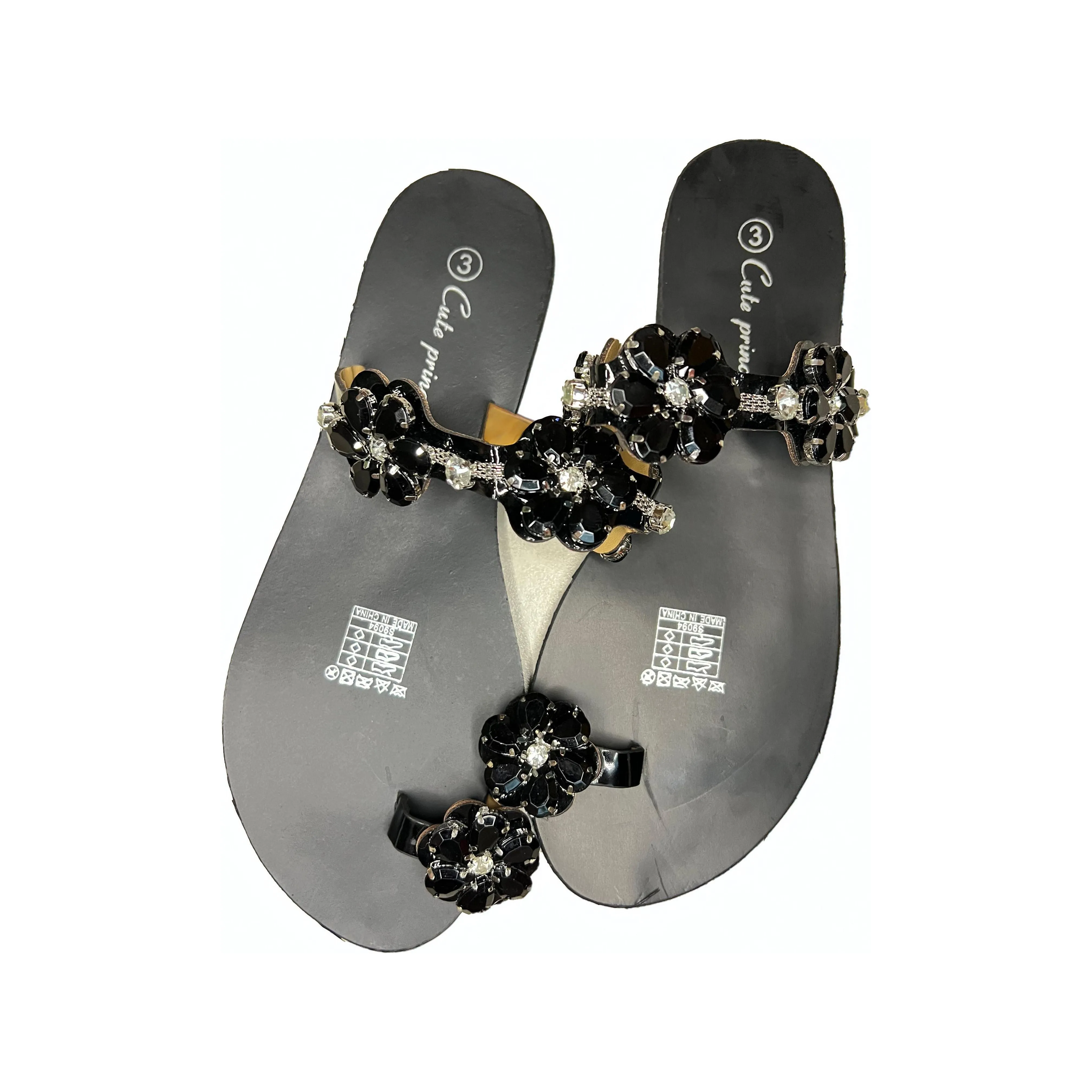 Clip Toe Rhinestone  Flat Sandals