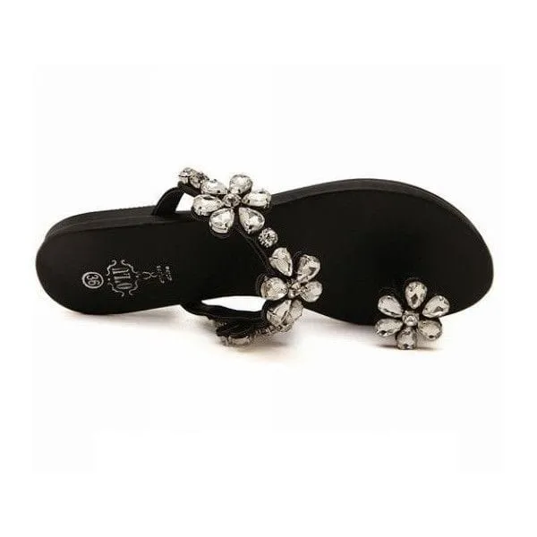 Clip Toe Rhinestone  Flat Sandals