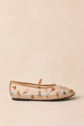 Dancing With Me Sheer Embroidered Flats