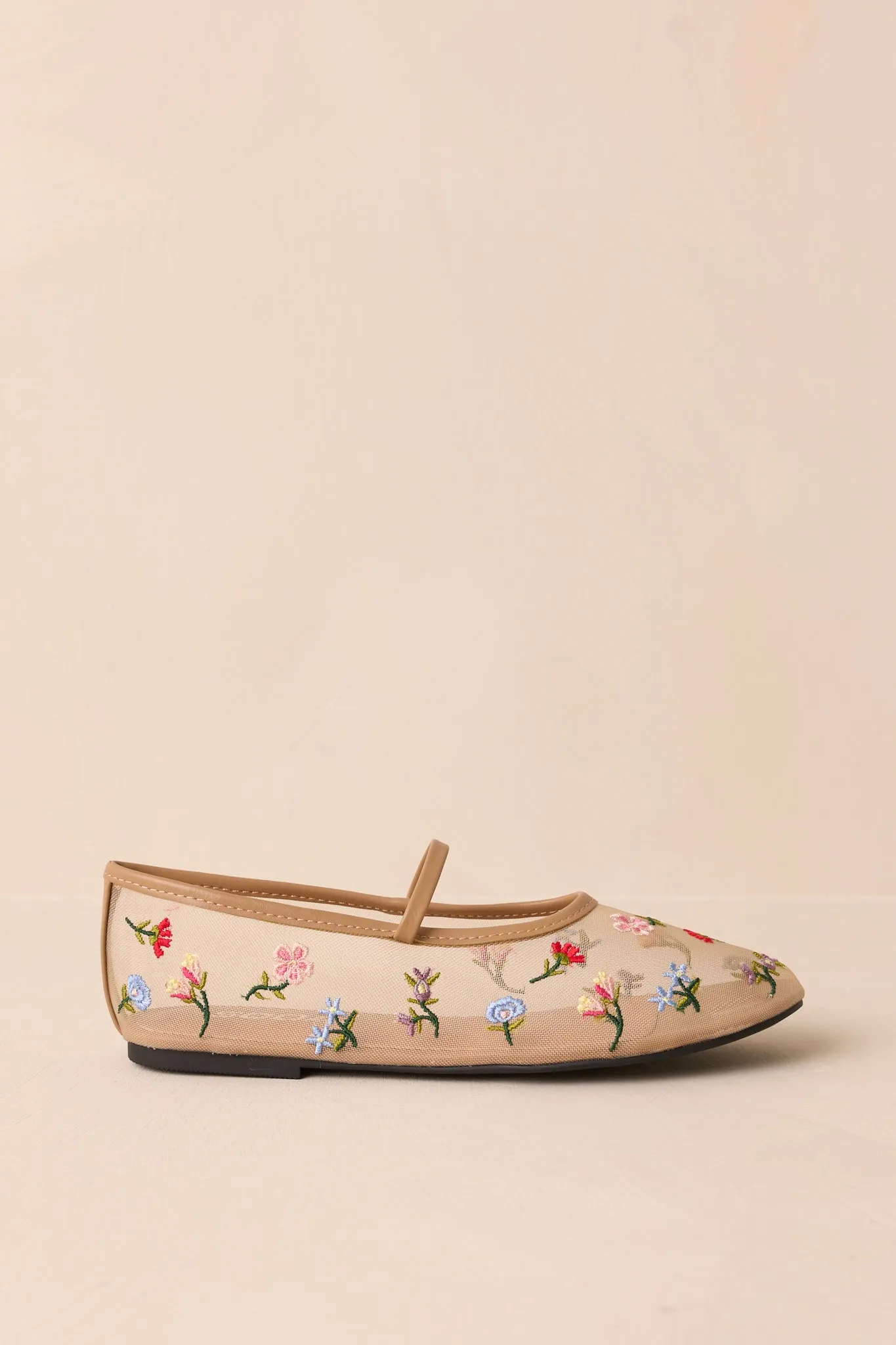 Dancing With Me Sheer Embroidered Flats