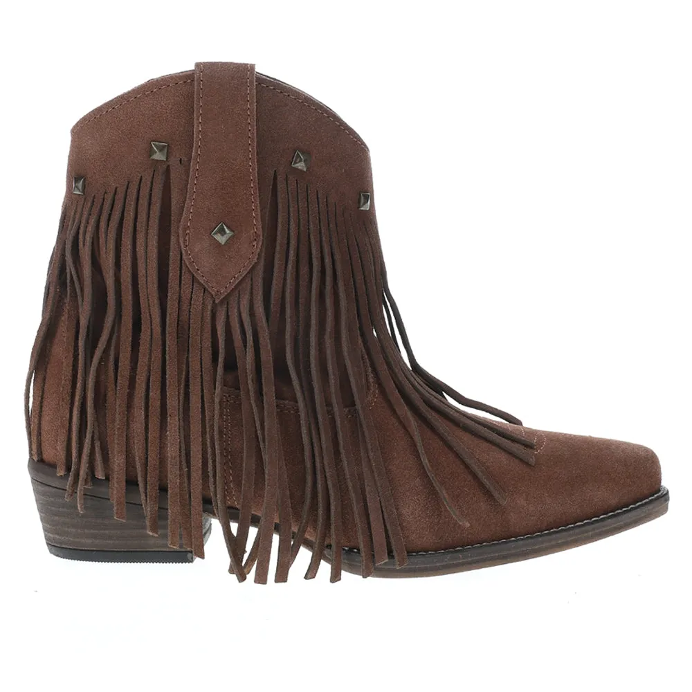 Dusty Fringe Studded Snip Toe Cowboy Booties