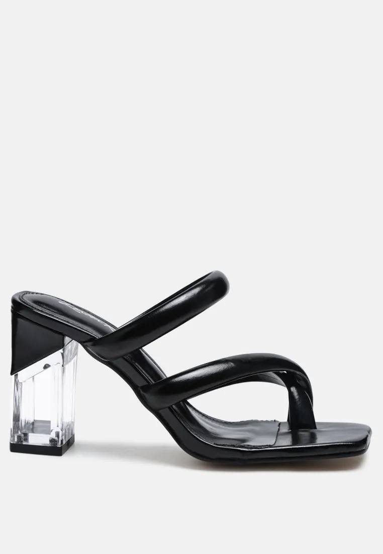 Erised Clear Block Heel Cross Strap Sandals