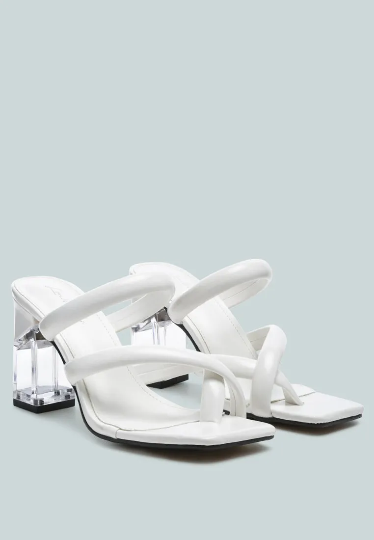 Erised Clear Block Heel Cross Strap Sandals