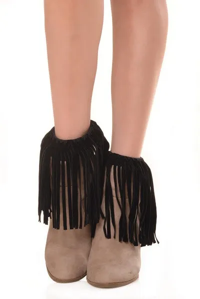 Faux Suede Fringe Boot Cuffs