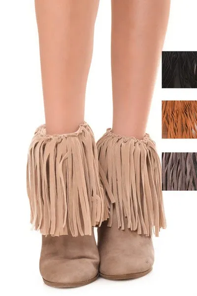 Faux Suede Fringe Boot Cuffs