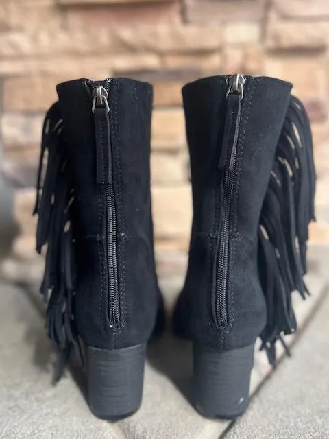 Foxie Black Fringe Boots