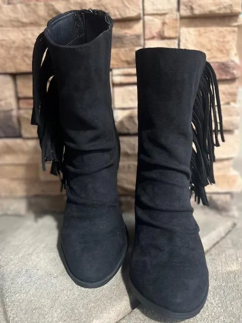 Foxie Black Fringe Boots