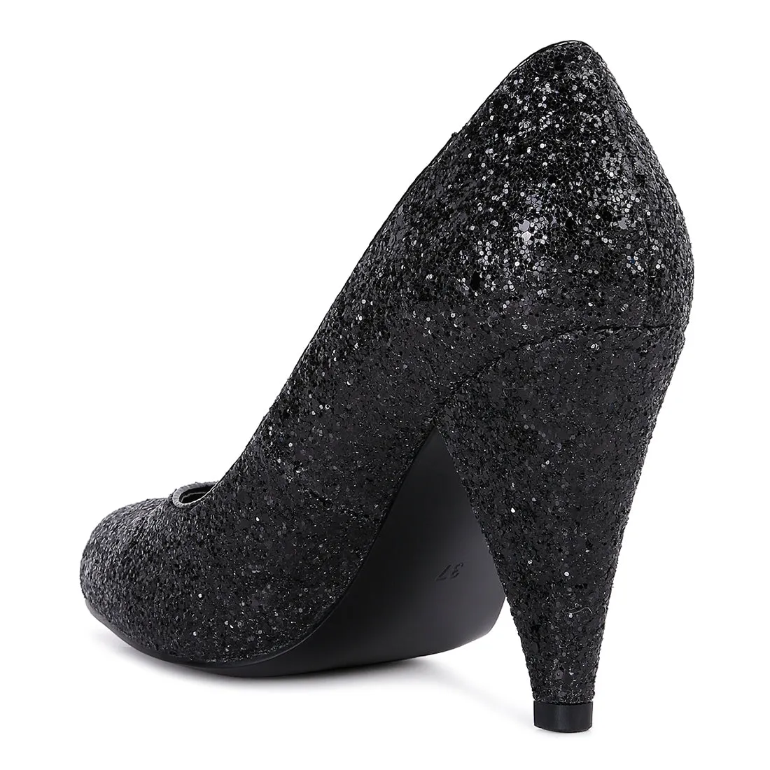 Glitter Conical Heel Pumps