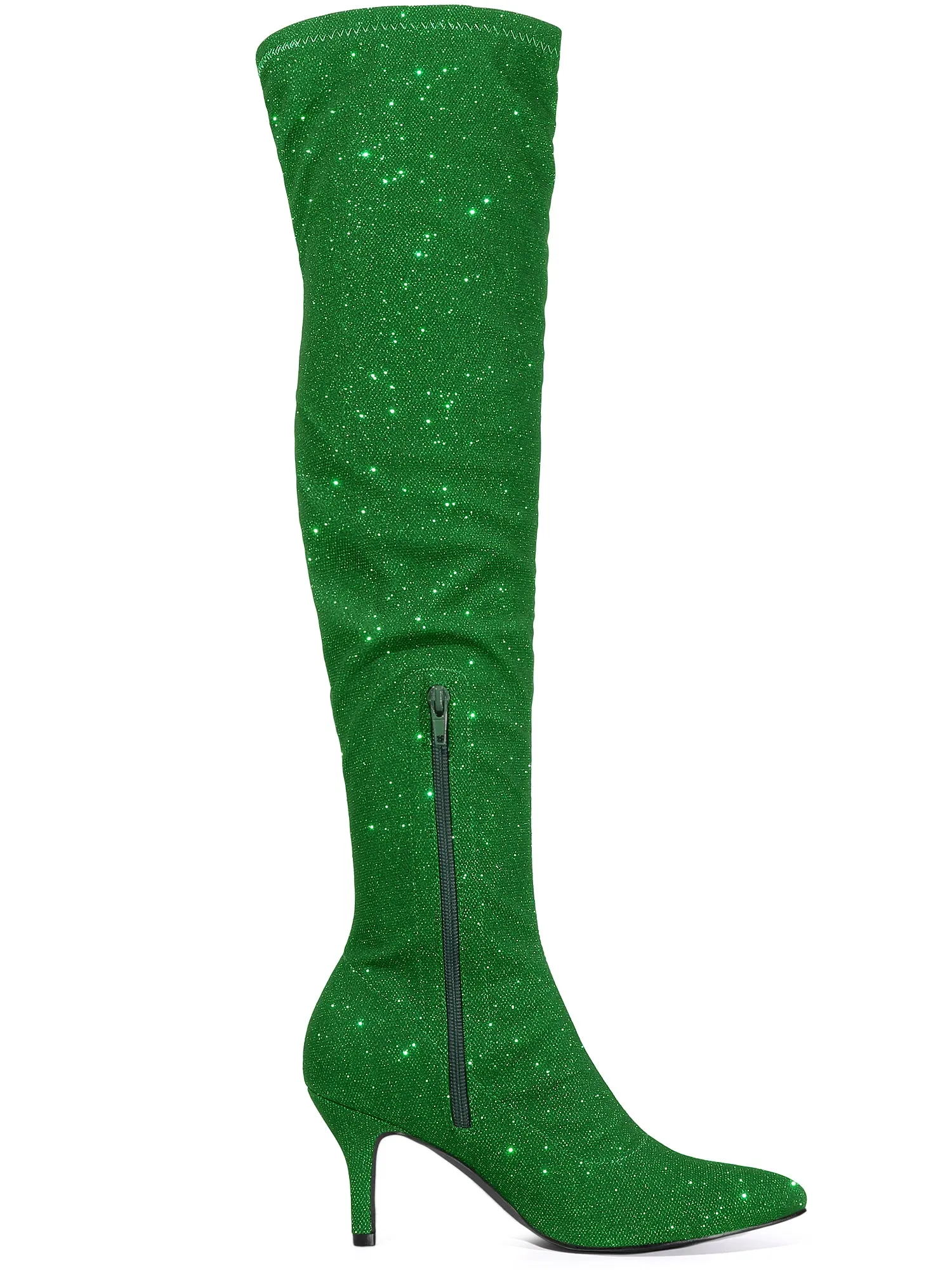 Glitter Pointed Toe Stiletto Heel Over the Knee High Boot