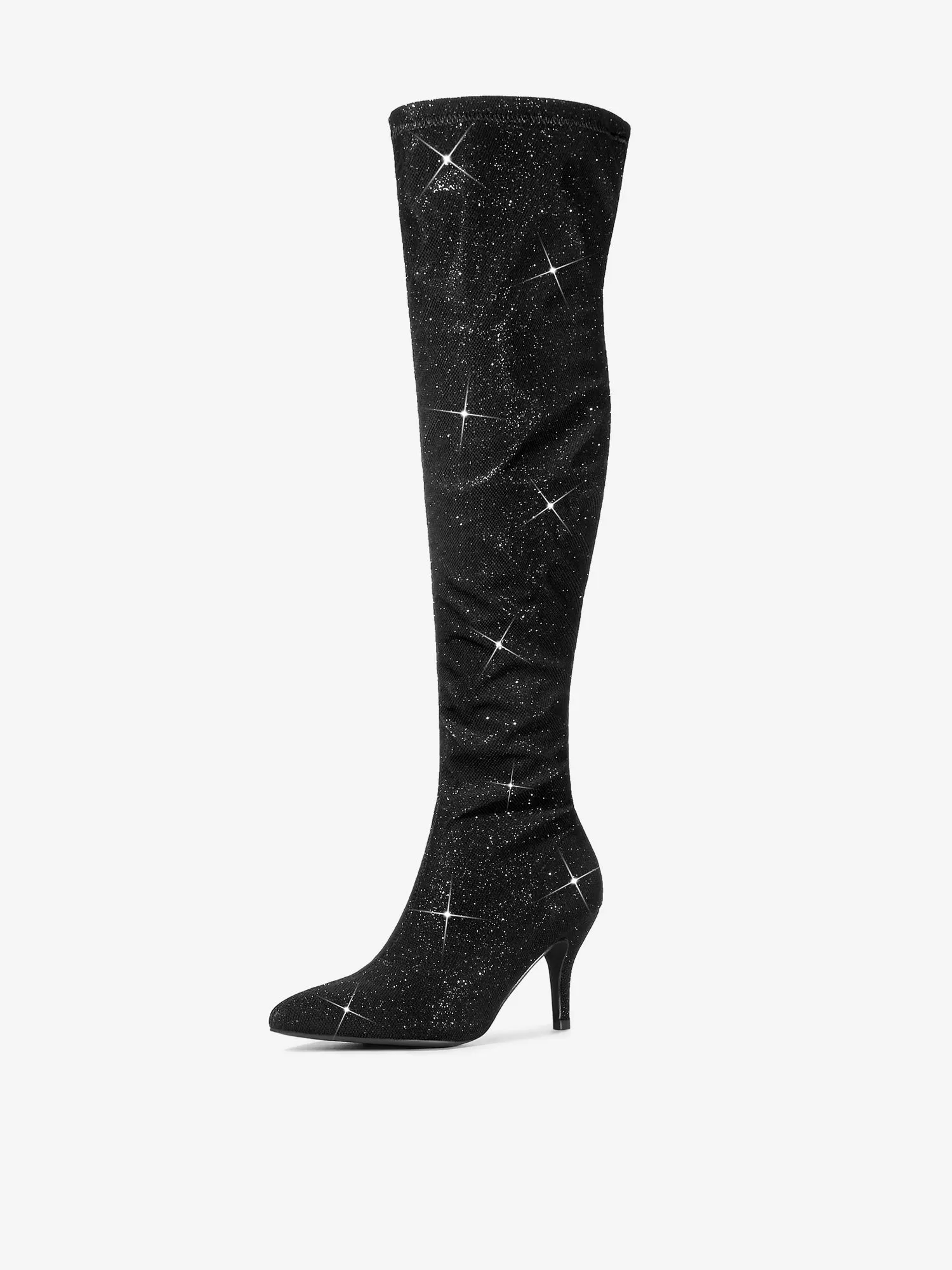 Glitter Pointed Toe Stiletto Heel Over the Knee High Boot