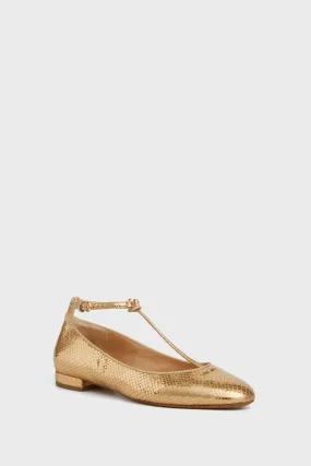 Gold Mary Jane Ballet Flats