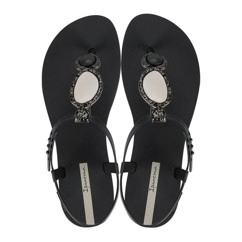 Ipanema Oval Trim Thong Sandals - Black/Beige