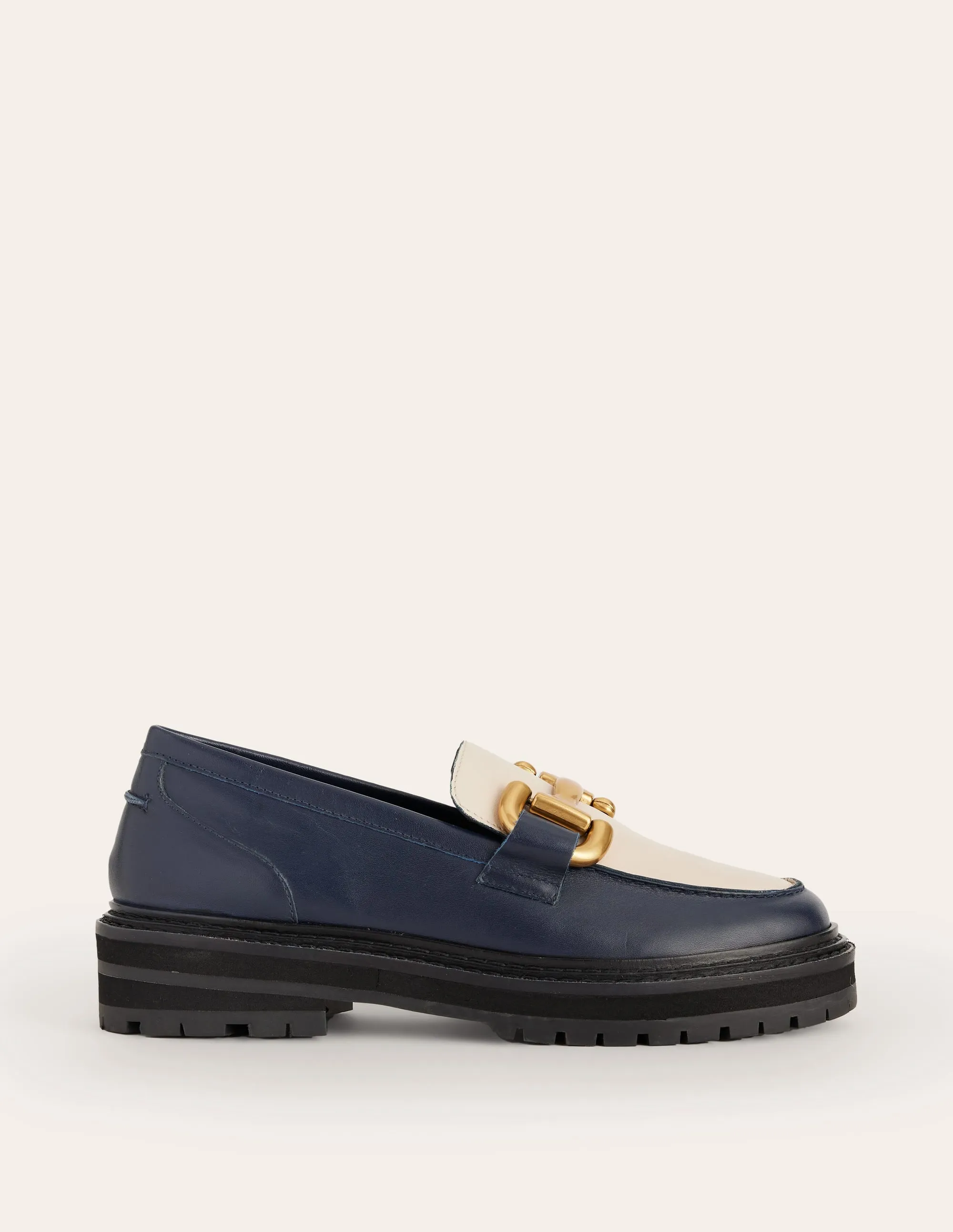 Iris Chunky Snaffle Loafers-Navy / Ecru