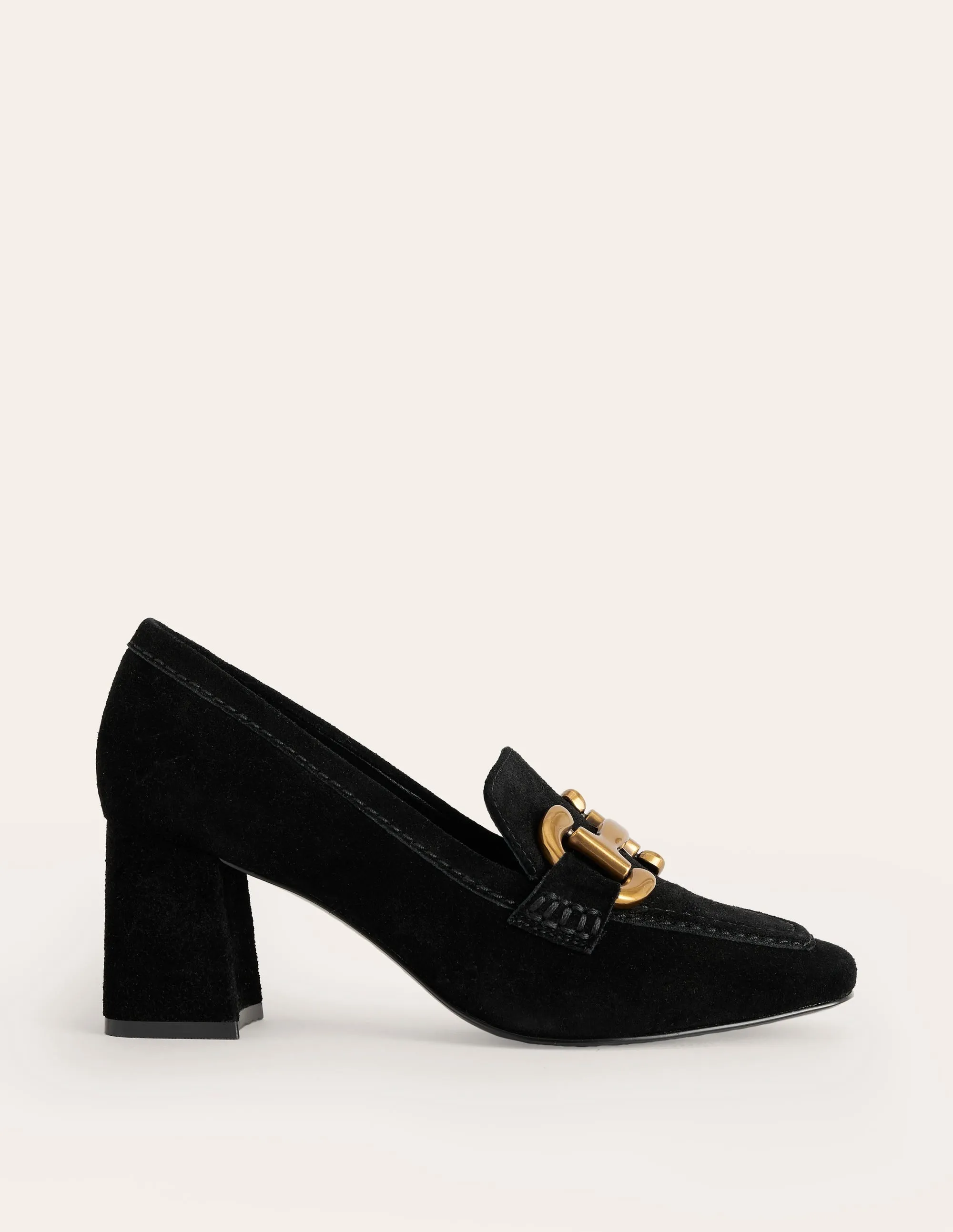 Iris Snaffle Heeled Loafers-Black