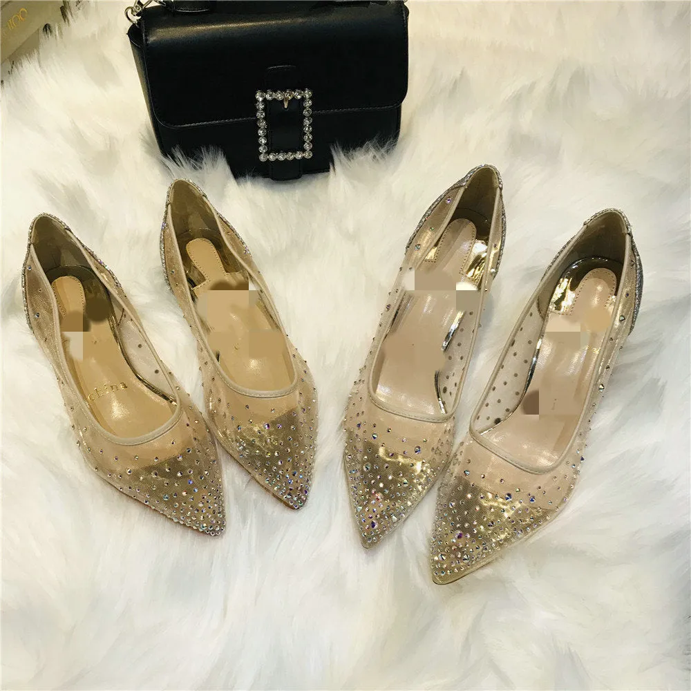 Jenny – Mesh Rhinestone Transparent High Heels