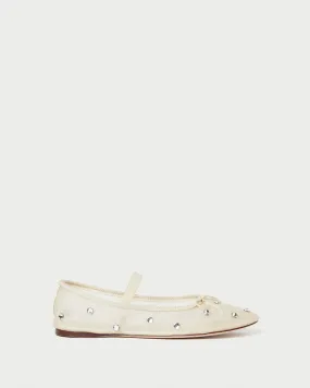 Leonie Cream/Crystal Ballet Flat