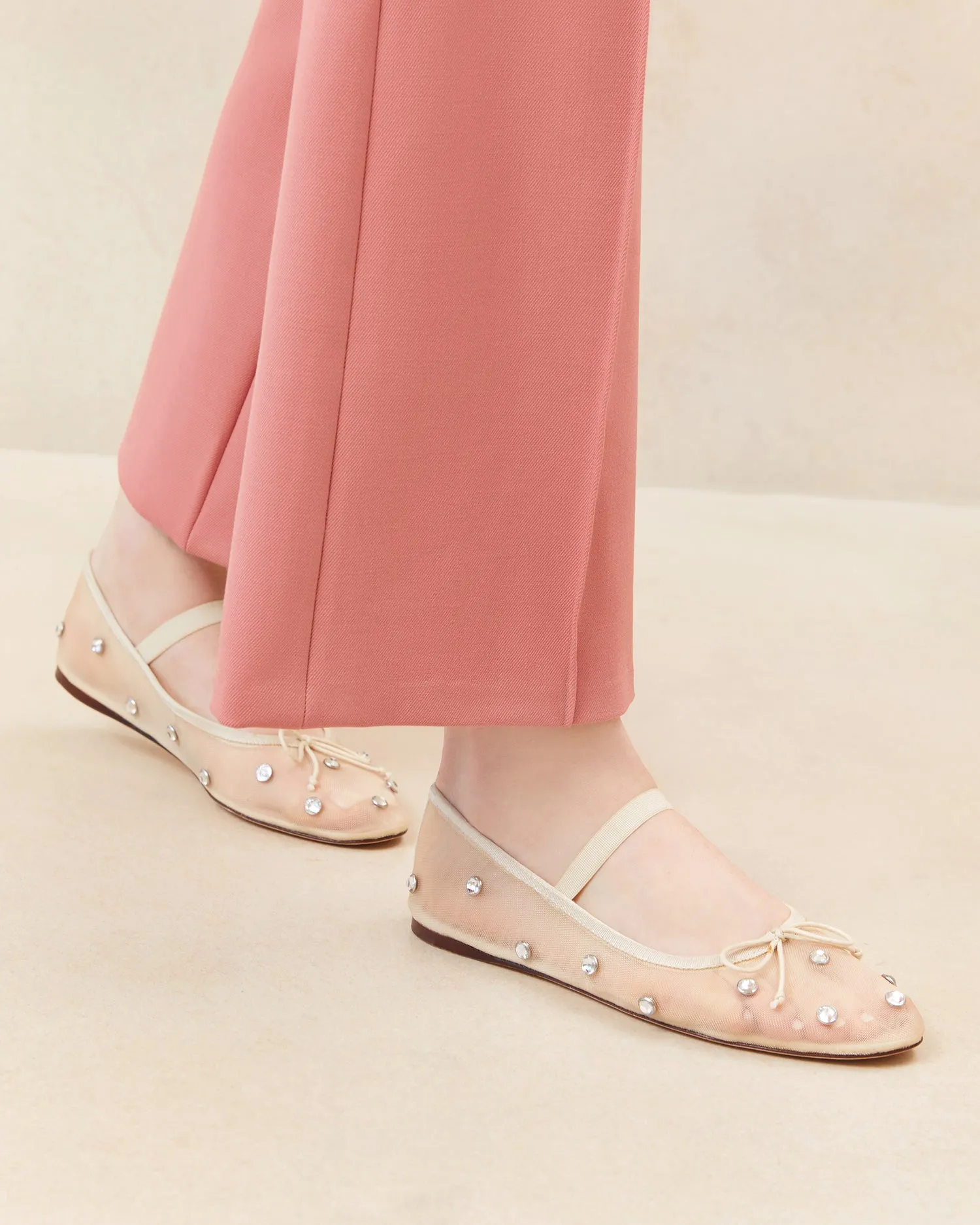 Leonie Cream/Crystal Ballet Flat