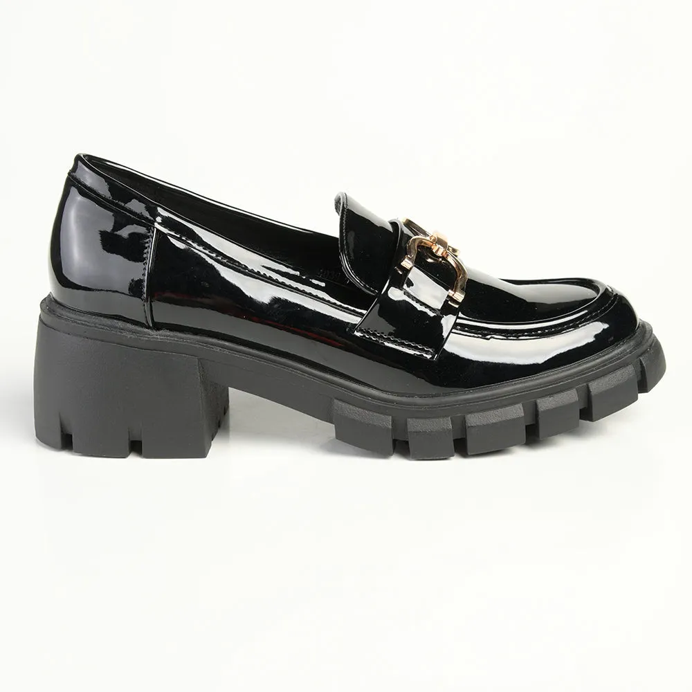 Madison Phoebe Heeled Loafer - Black