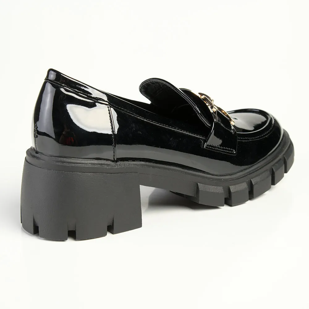 Madison Phoebe Heeled Loafer - Black