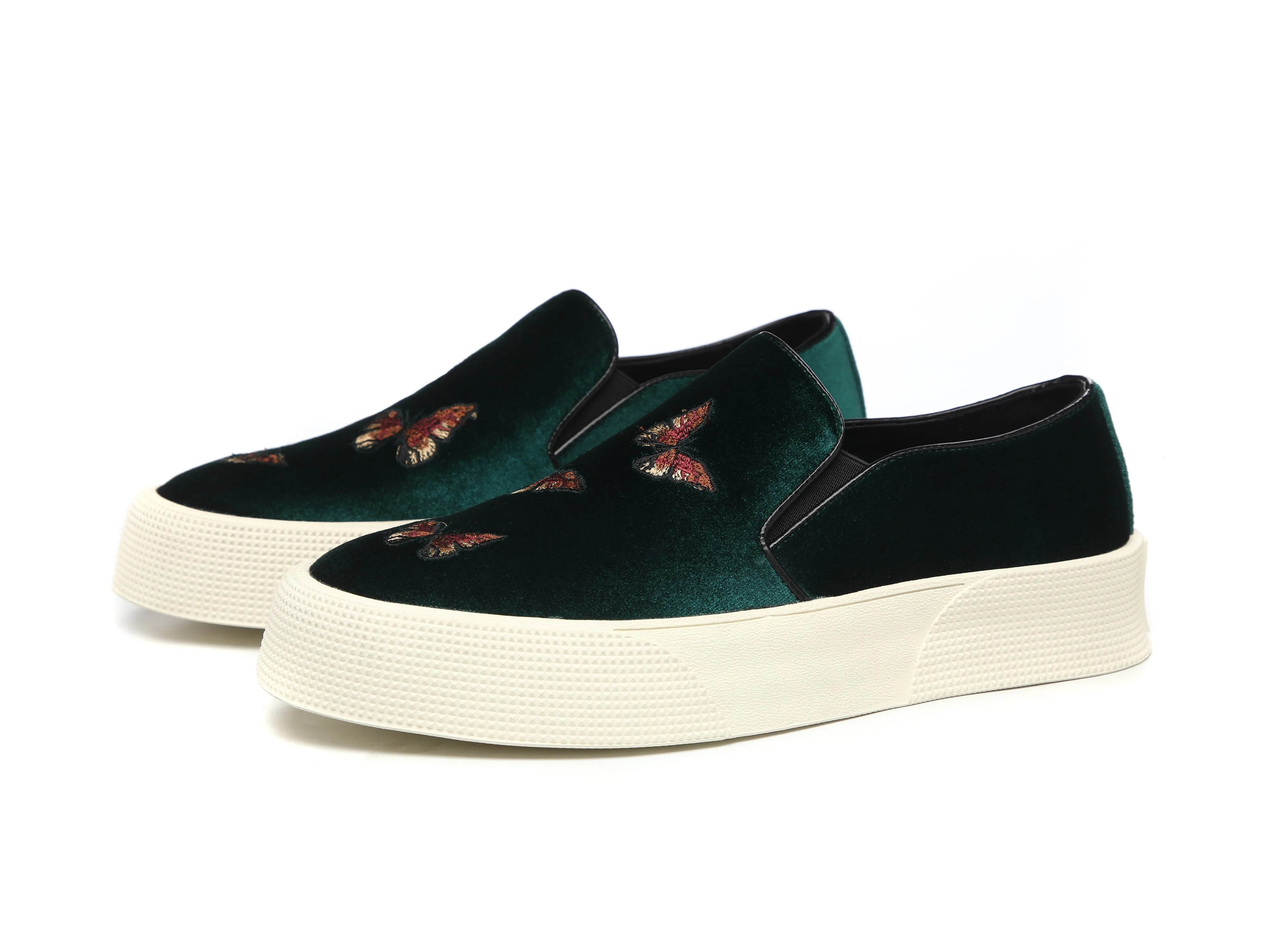 Men's Velvet Butterfly Embroidery Loafers