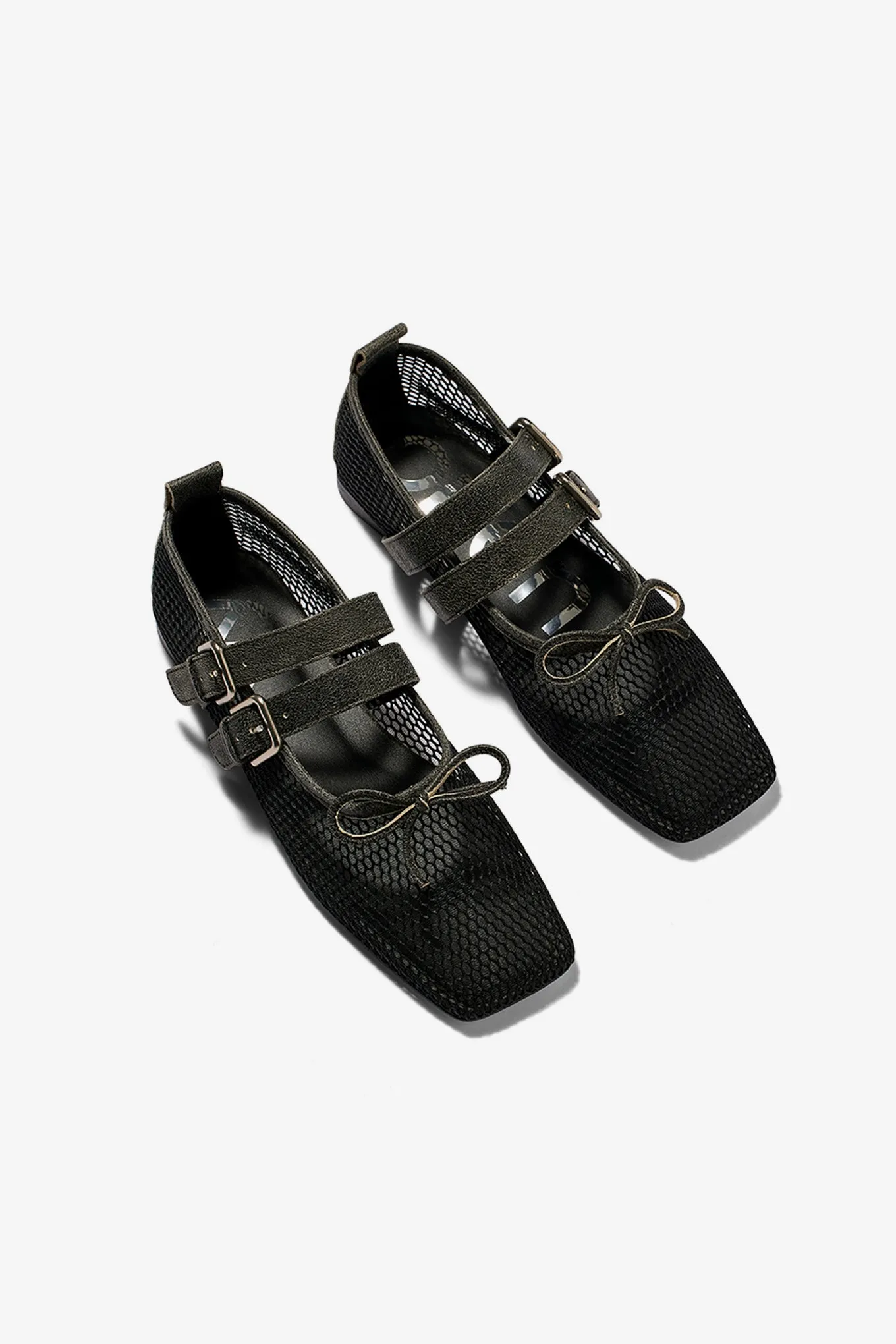 MESH BUCKLE BALLET FLATS