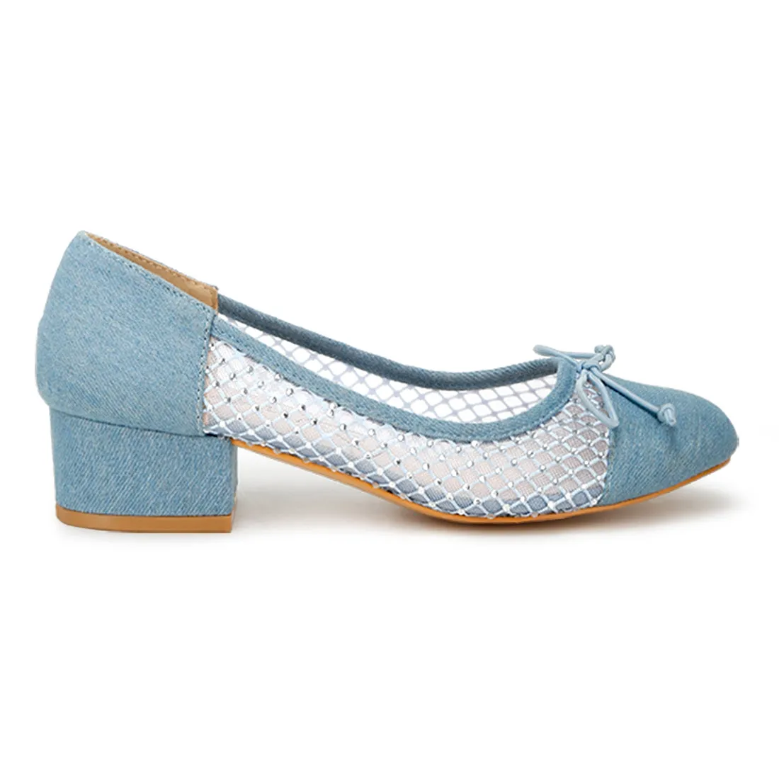 Mesh Denim Pumps