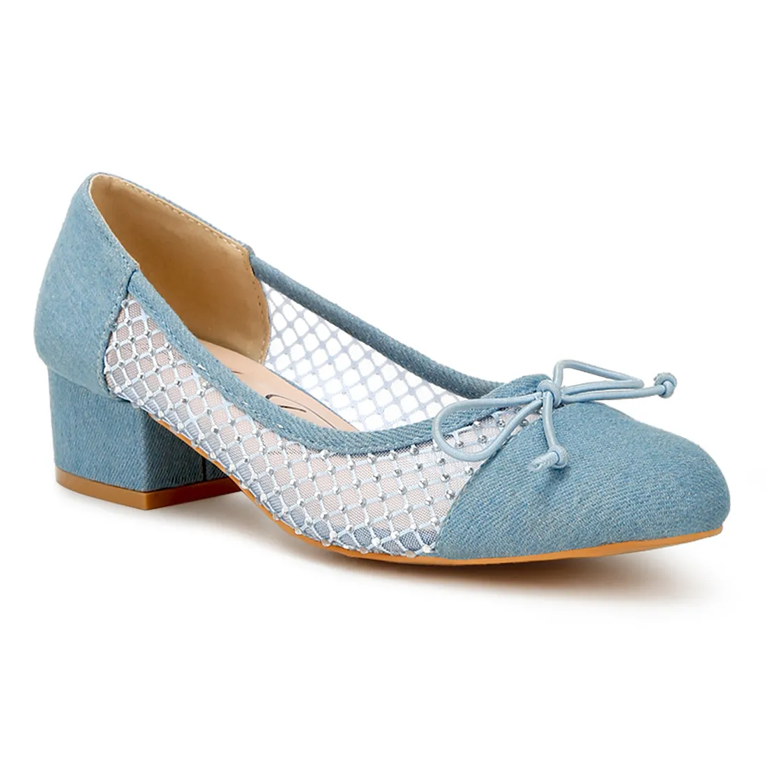 Mesh Denim Pumps