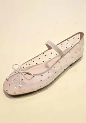 Mesh Rhinestone Ballet Flats