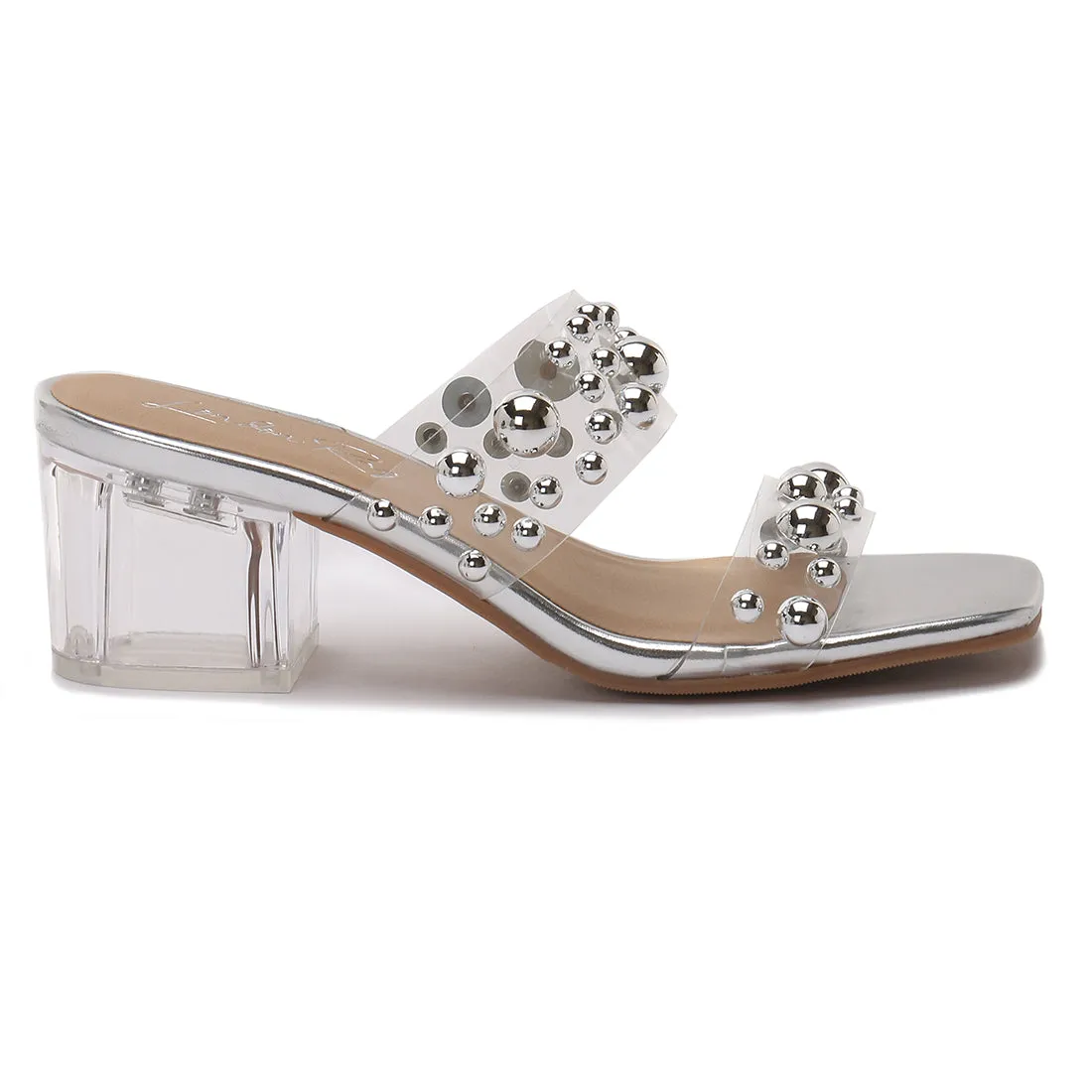 Metal Drops Transparent Slide Sandals