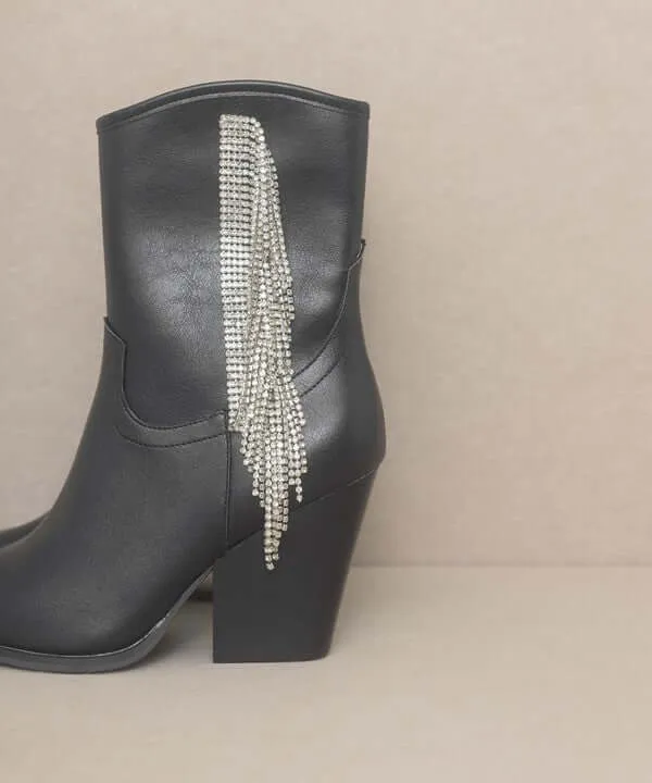 OASIS SOCIETY Kai - Rhinestone Fringe Western Ankle Boots