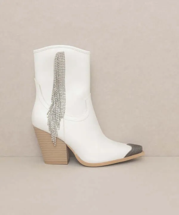 OASIS SOCIETY Kai - Rhinestone Fringe Western Ankle Boots