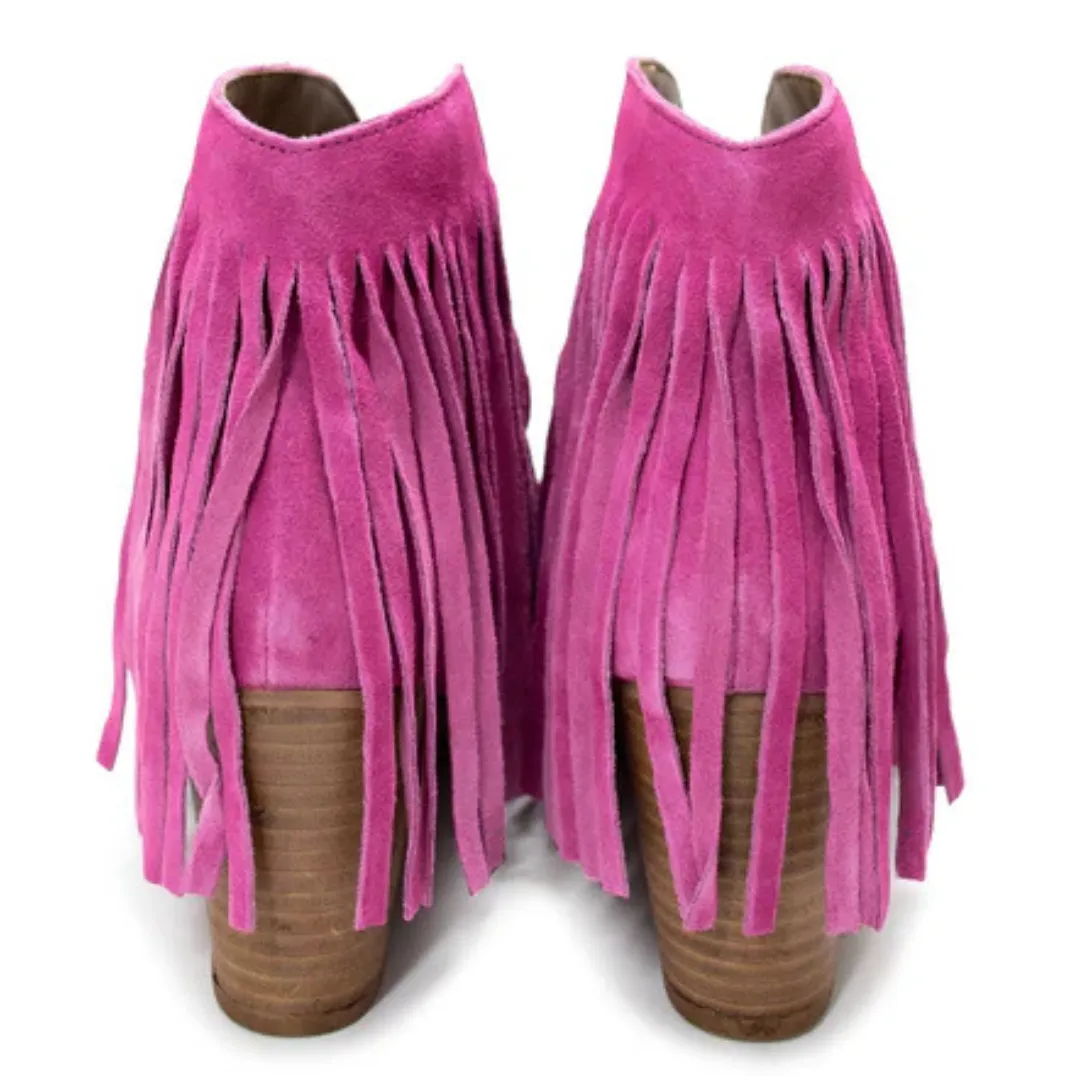 Online Exclusive | Amos Fringe Ankle Bootie in Magenta