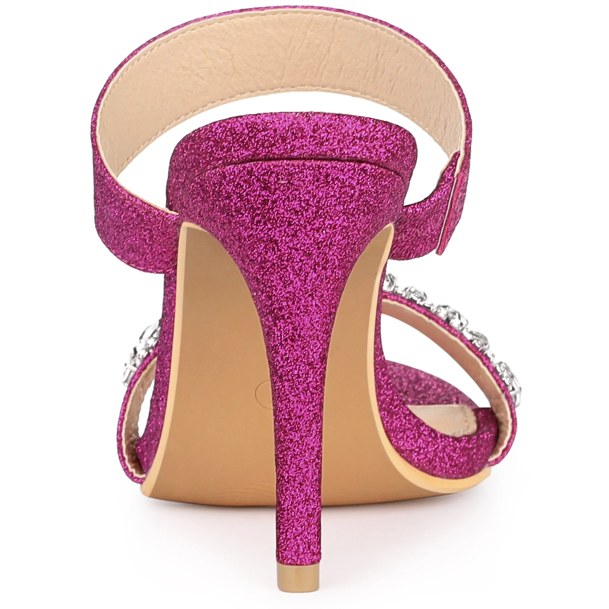 Open Toe Glitter Rhinestone Decor Stiletto Heel Sandals