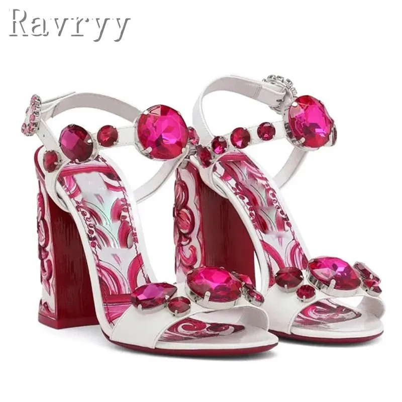 Painted Heel Rhinestone Sandals