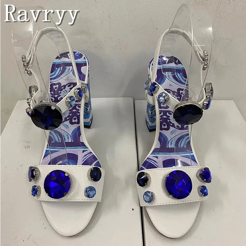 Painted Heel Rhinestone Sandals