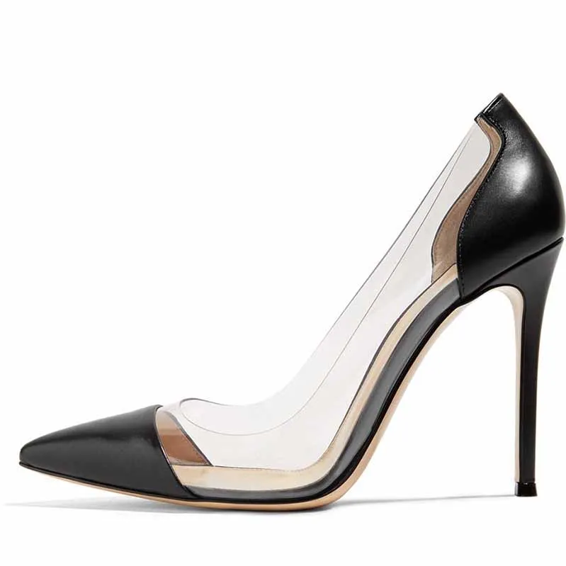 Pointed Toe Transparent Leather High Heel Party Pumps