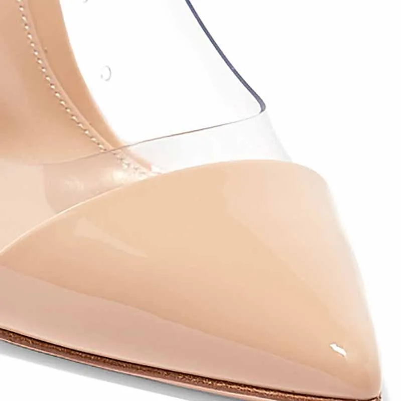 Pointed Toe Transparent Leather High Heel Party Pumps