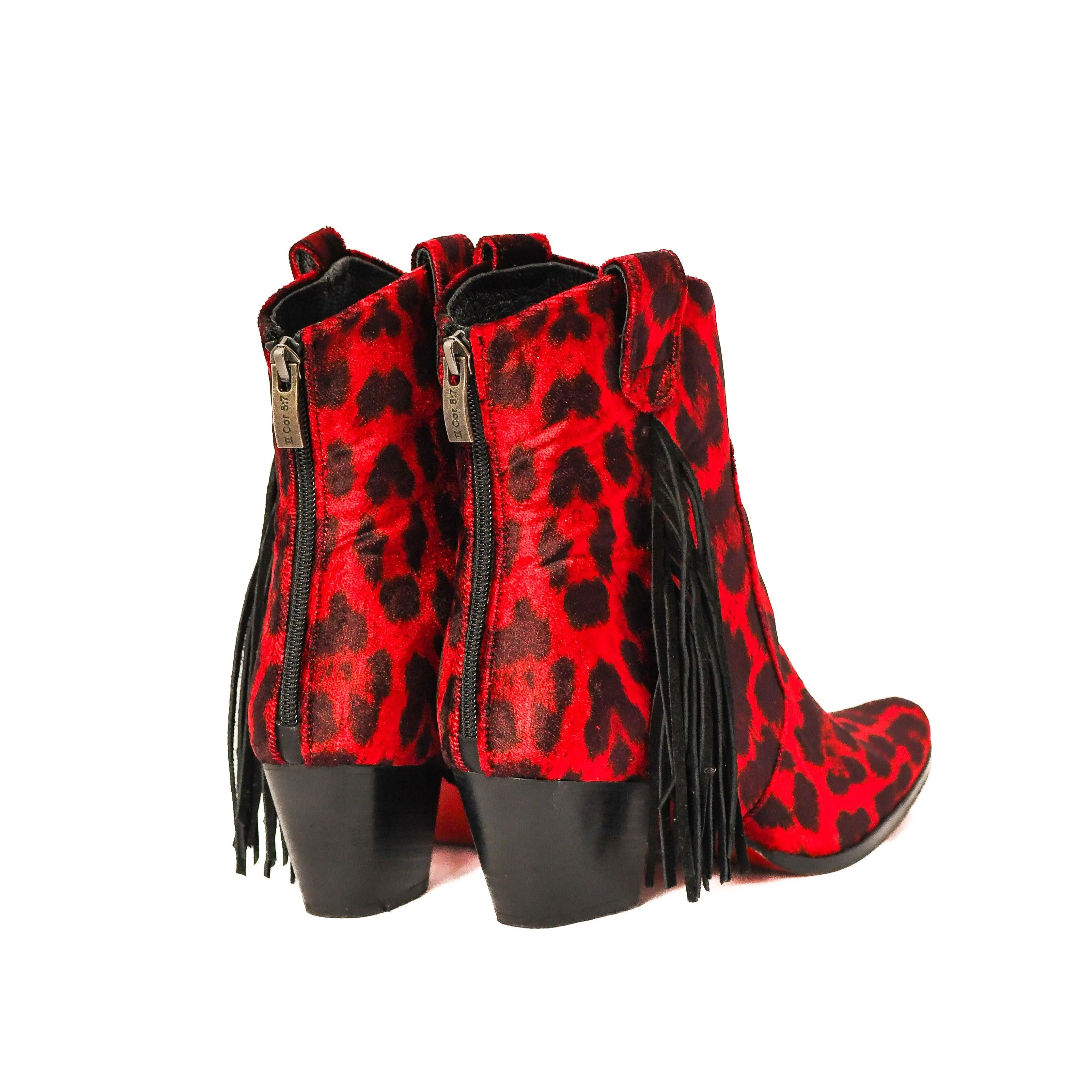 Red Jaguar Fringe Bootie