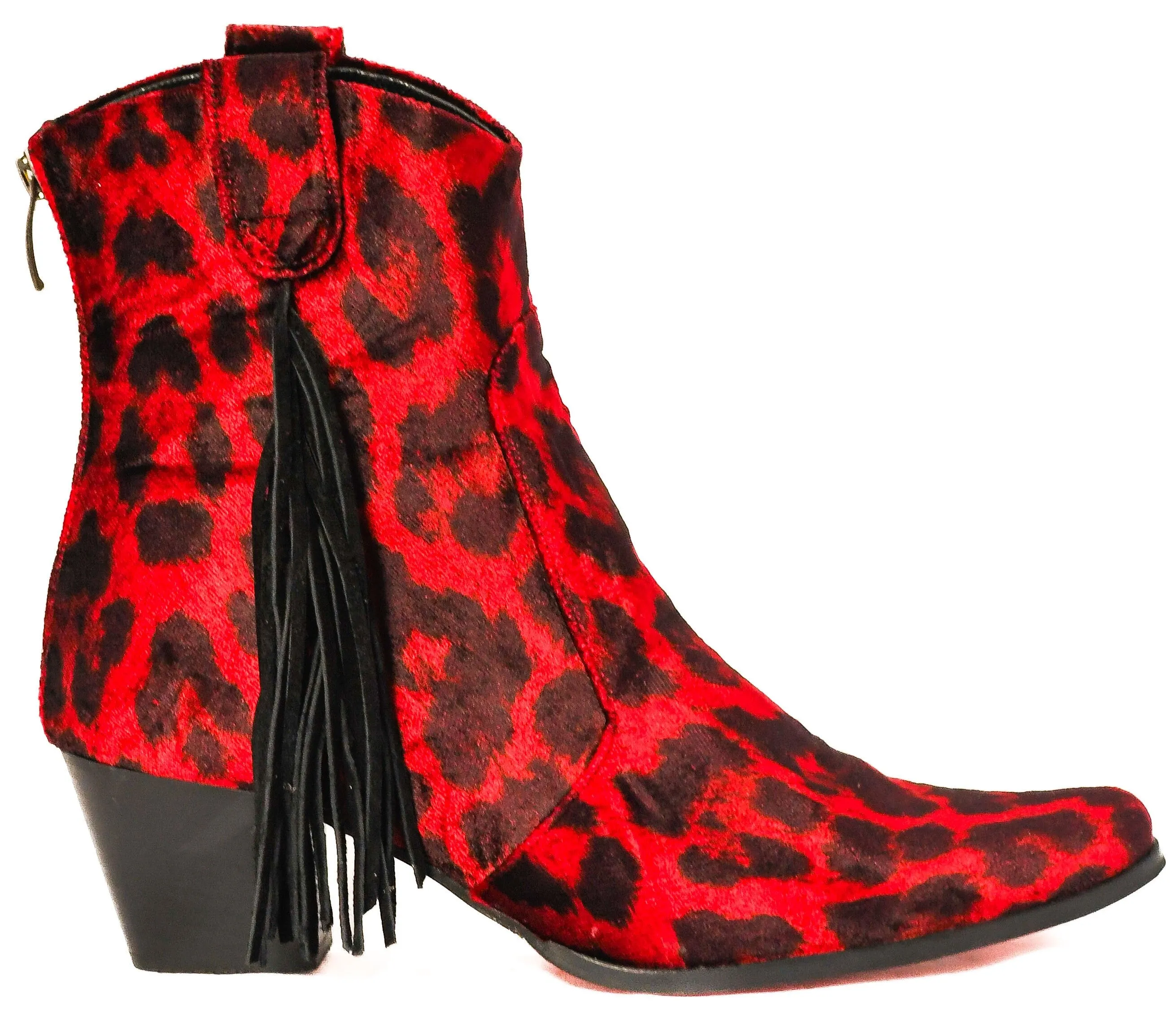 Red Jaguar Fringe Bootie