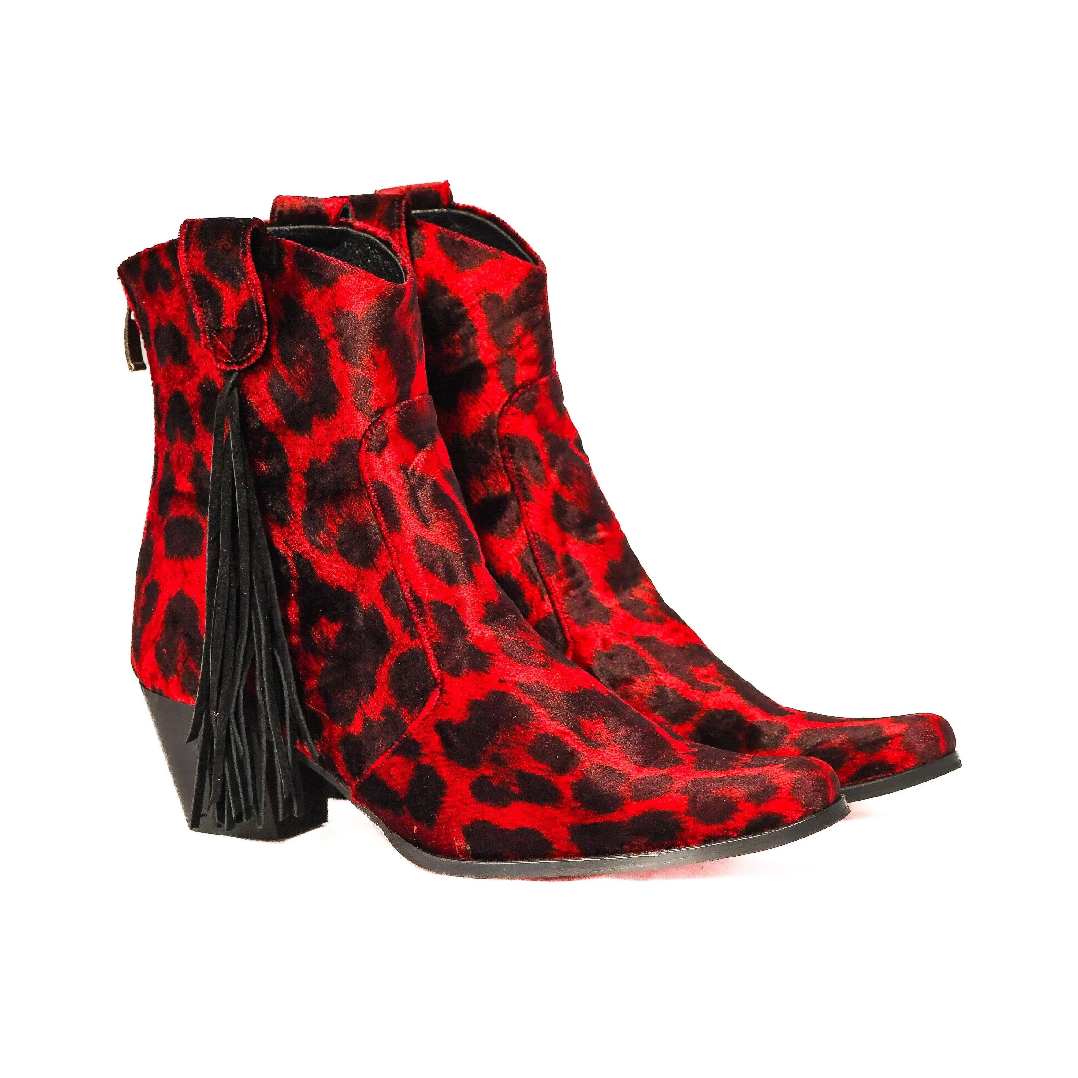 Red Jaguar Fringe Bootie