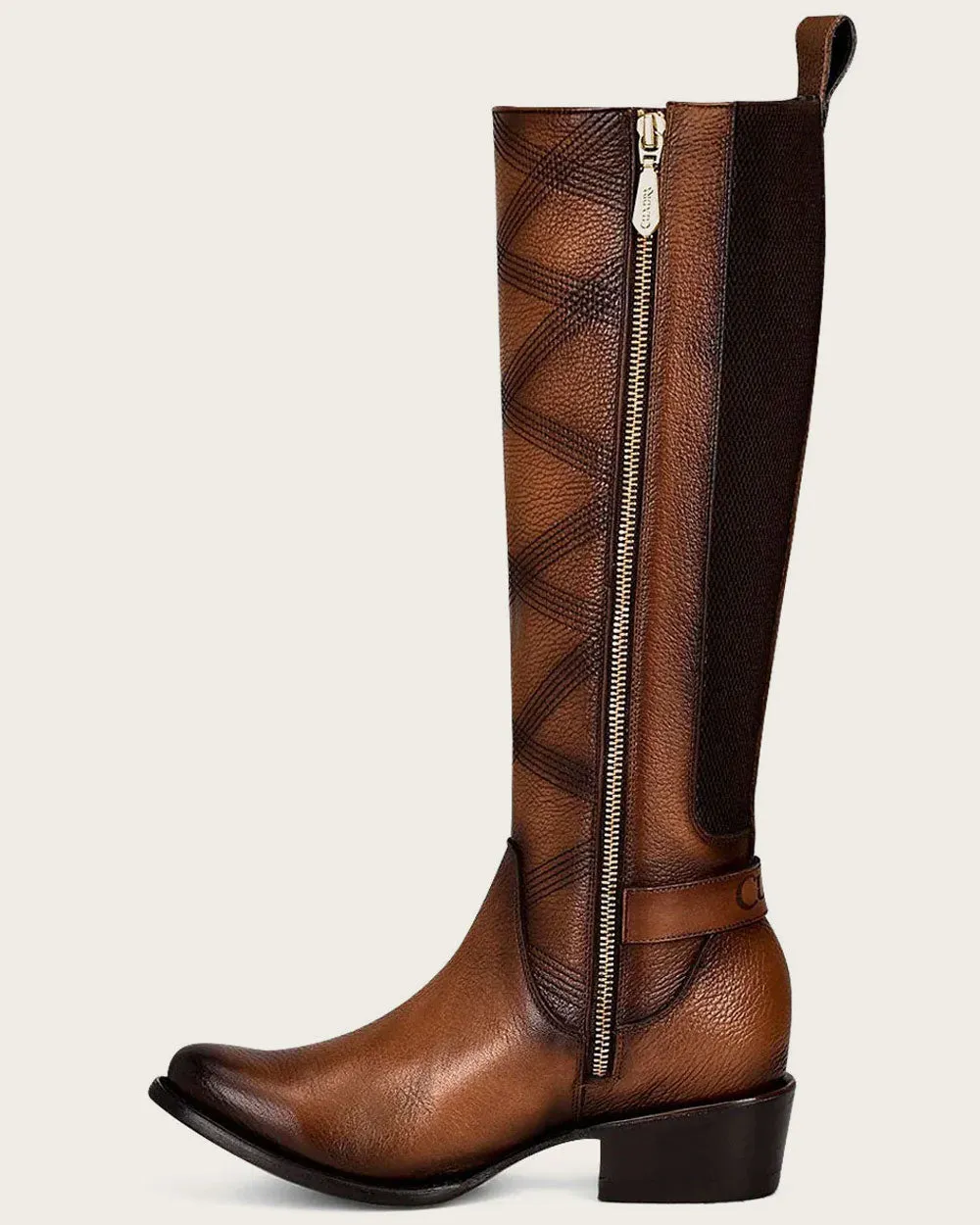 Riding style embroidered honey boot