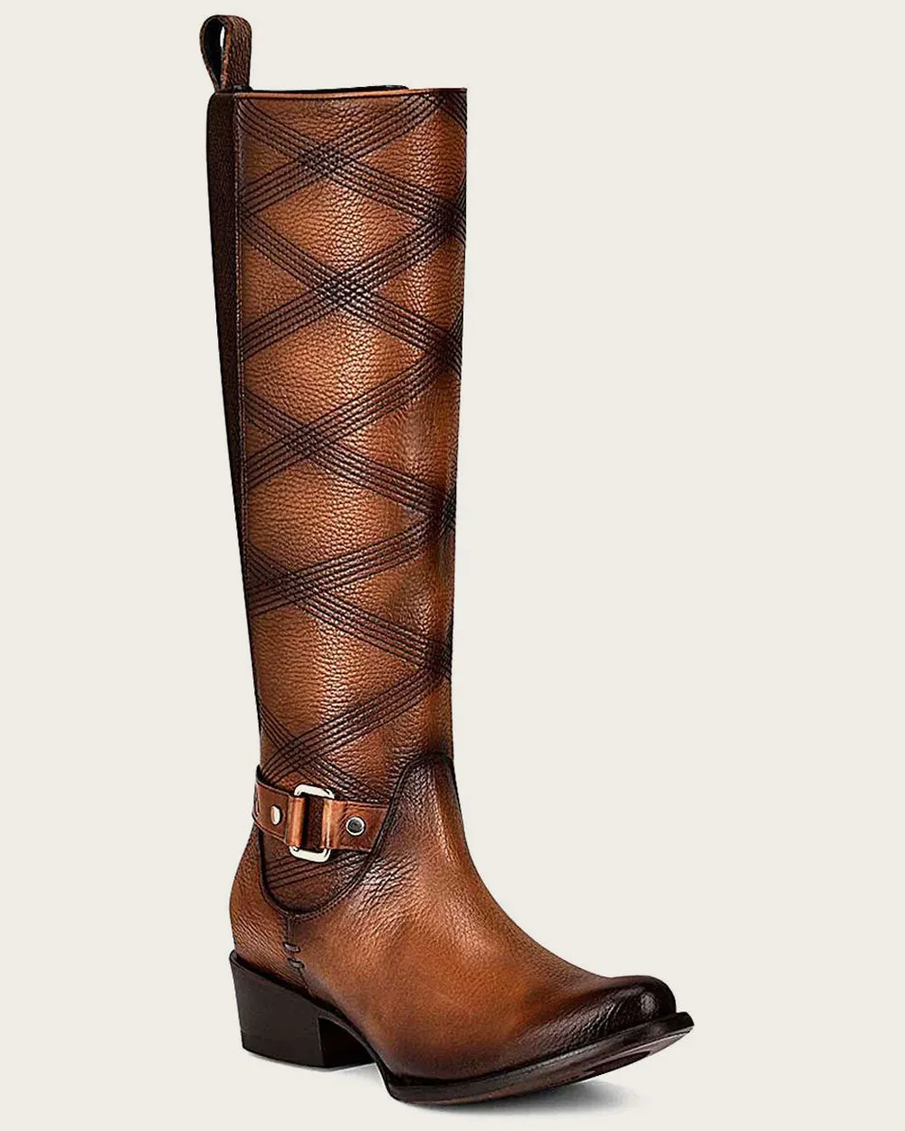 Riding style embroidered honey boot